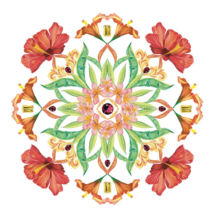 Hibiscus botanical mandala art print