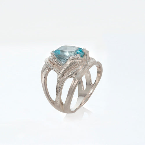 CAHYA Handcarved Botanical Cocktail Ring with Gemstone - Victoria von Stein Design